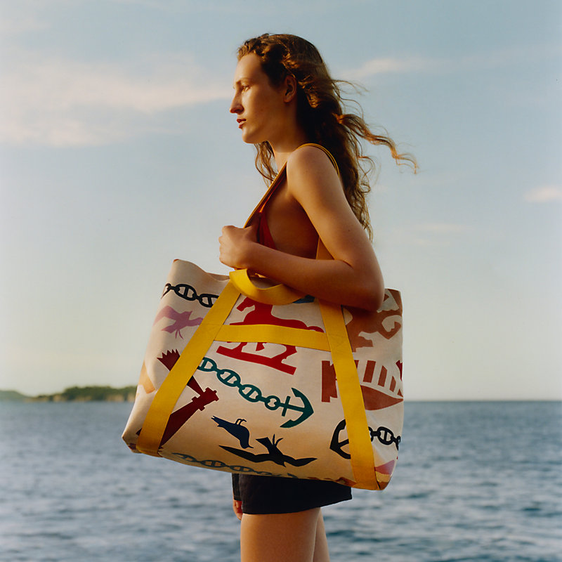 Picto de Plage beach bag - Grey | Hermès USA